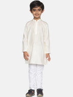 Sethukrishna Boys Cream-Coloured Pure Cotton Kurta with Pyjamas