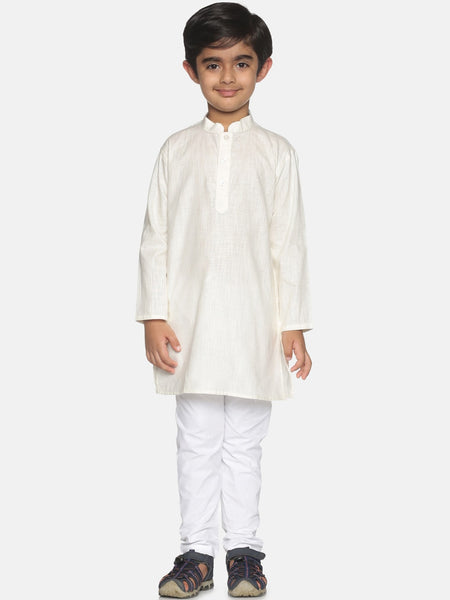 Sethukrishna Boys Cream-Coloured Pure Cotton Kurta with Pyjamas