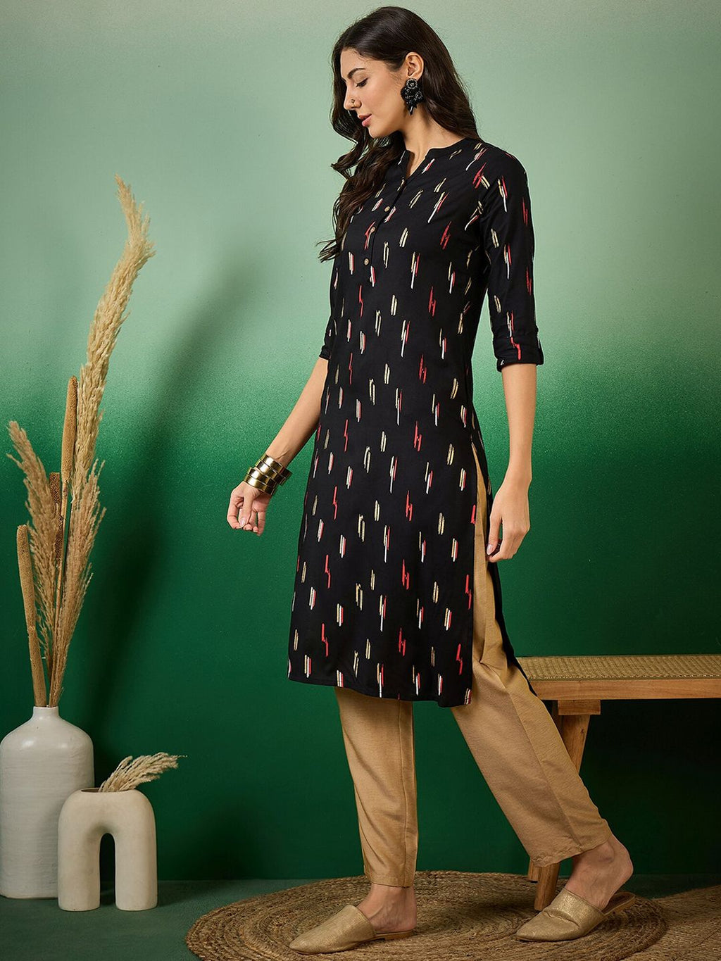 Sangria Abstract Printed Pure Cotton Straight Kurta