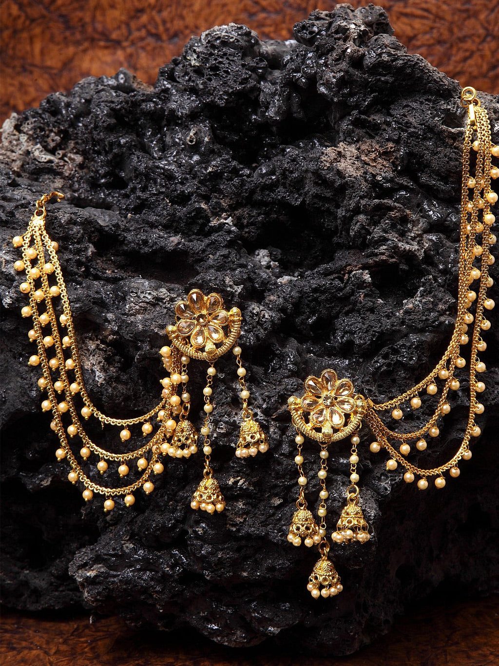 Shining Diva Gold Plated Taselled Classic Jhumkas - Distacart