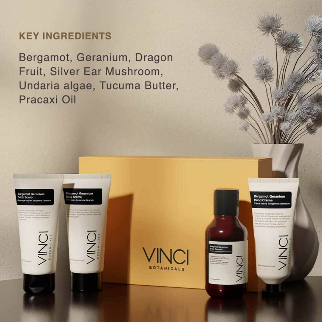 Vinci Botanicals Bergamot Geranium Bath and Body Quad Set