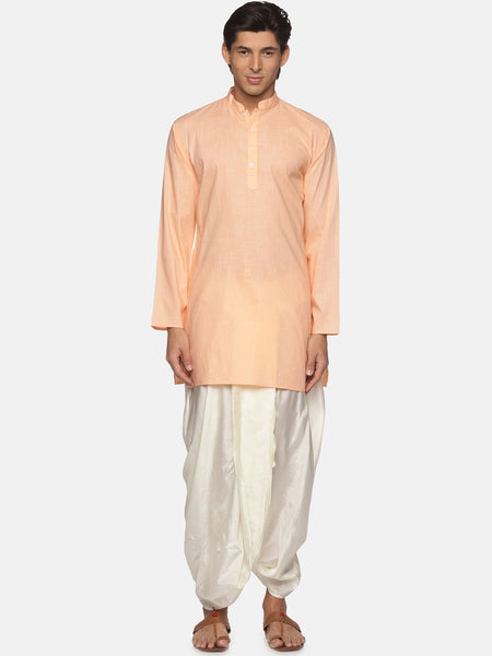 Sethukrishna Men Orange Pure Cotton Kurta with Salwar