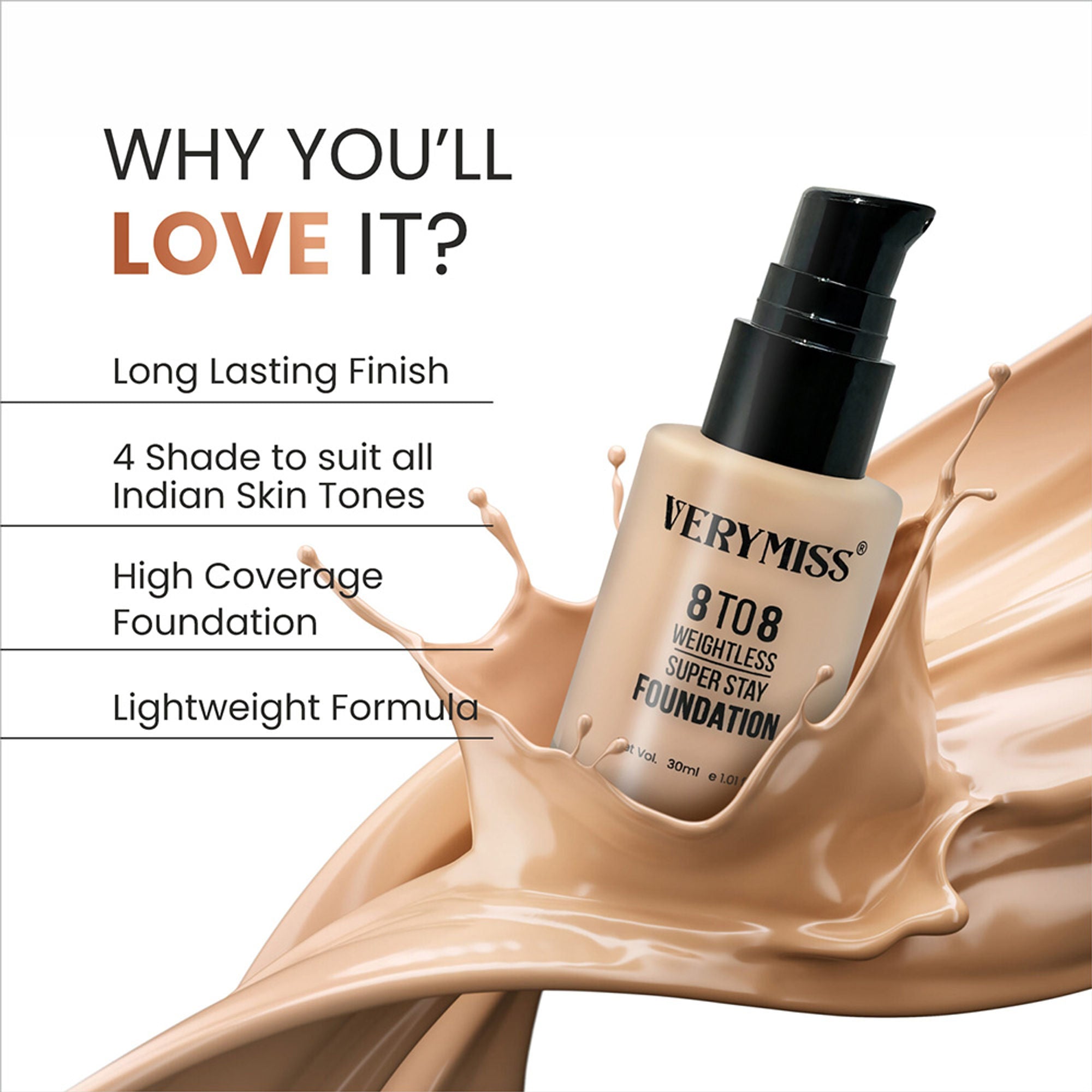VERYMISS 8 To 8 Weightless Super Stay Foundation - 112 Natural