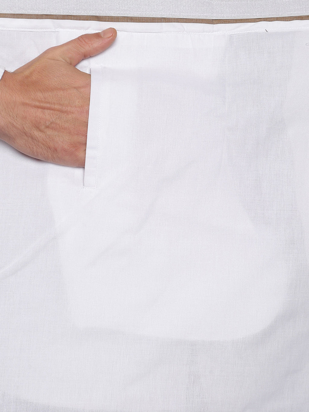 Sethukrishna Men White & Brown Solid Cotton Dhoti - Distacart