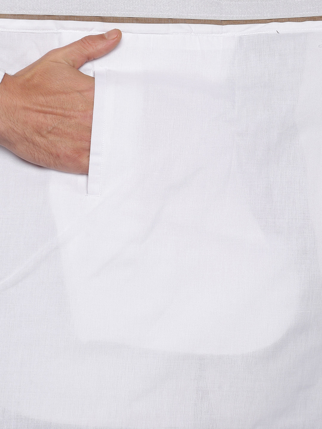 Sethukrishna Men White & Brown Solid Cotton Dhoti - Distacart