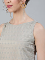 Aks Floral Embroidered Thread Work Sleeveless Kurta With Palazzos
