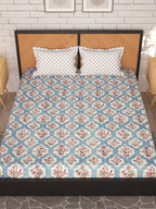 Story@home Cream-Coloured & Pink Floral Microfiber 180 TC Queen Bedsheet & 2 Pillow Covers