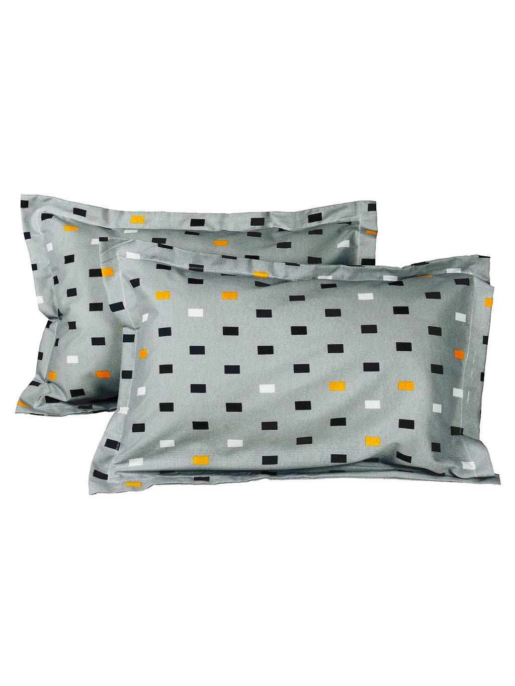 Story@home White & Grey Geometric Cotton 152 TC Queen Bedsheet With 2 Pillow Covers