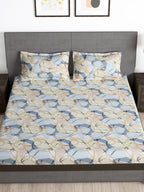 Story@home Arena Cream-Coloured & Grey Printed 180 TC Bedsheet & Pillow Covers - Distacart