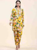 HOUSE OF KARI Floral Printed Chikankari Regular Straight Pure Cotton Kurta with Trousers