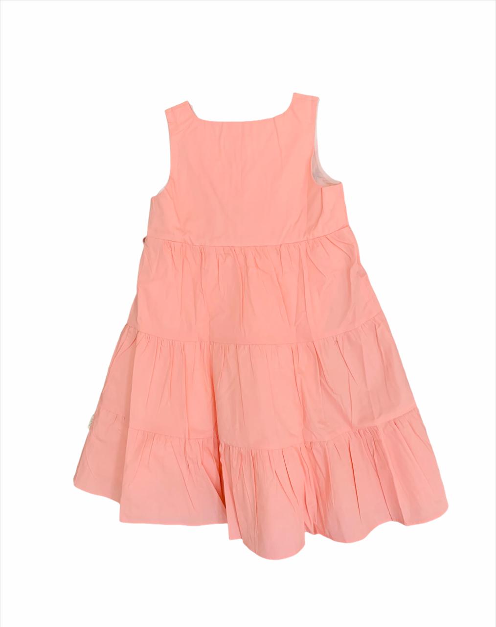 ArthLife Peach Flower Embroidered Tiered Dress