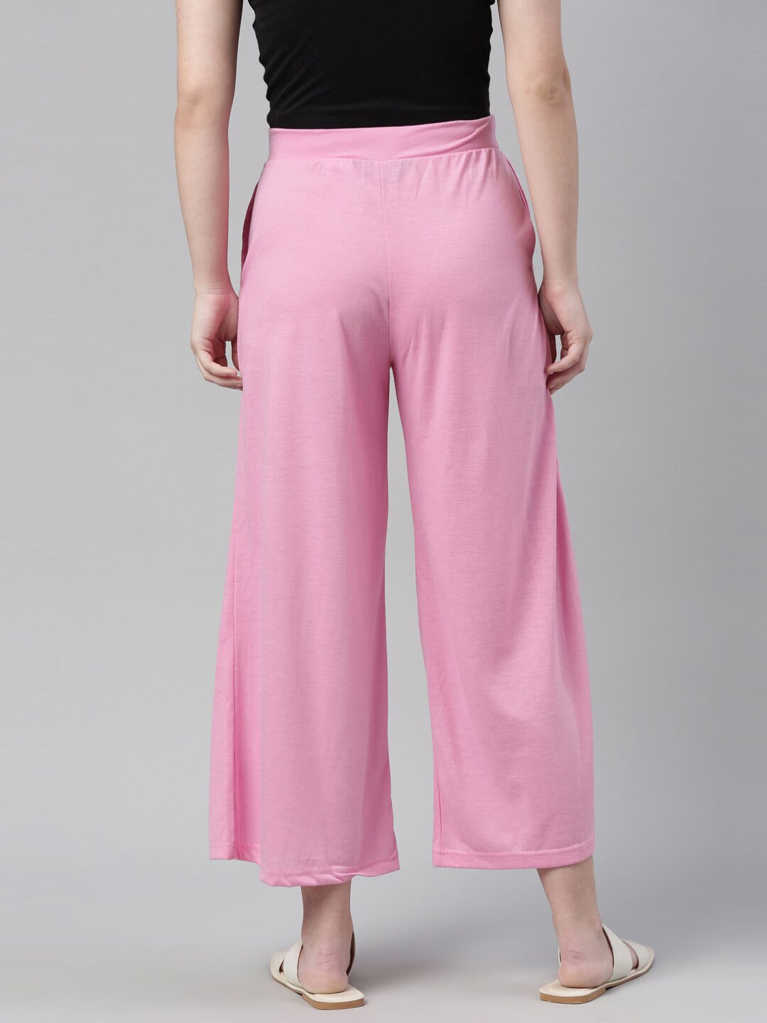 Souchii Pink Knitted Palazzos - Distacart