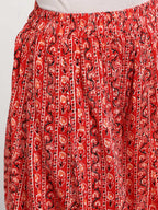 Sangria Women Red Printed Kurta with Palazzos
