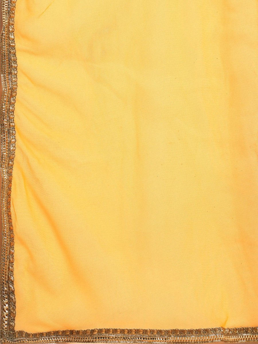 All About You Women Mustard Yellow Ethnic Motifs Embroidered Gotta Patti Kurta with Palazzos & With Dupatta