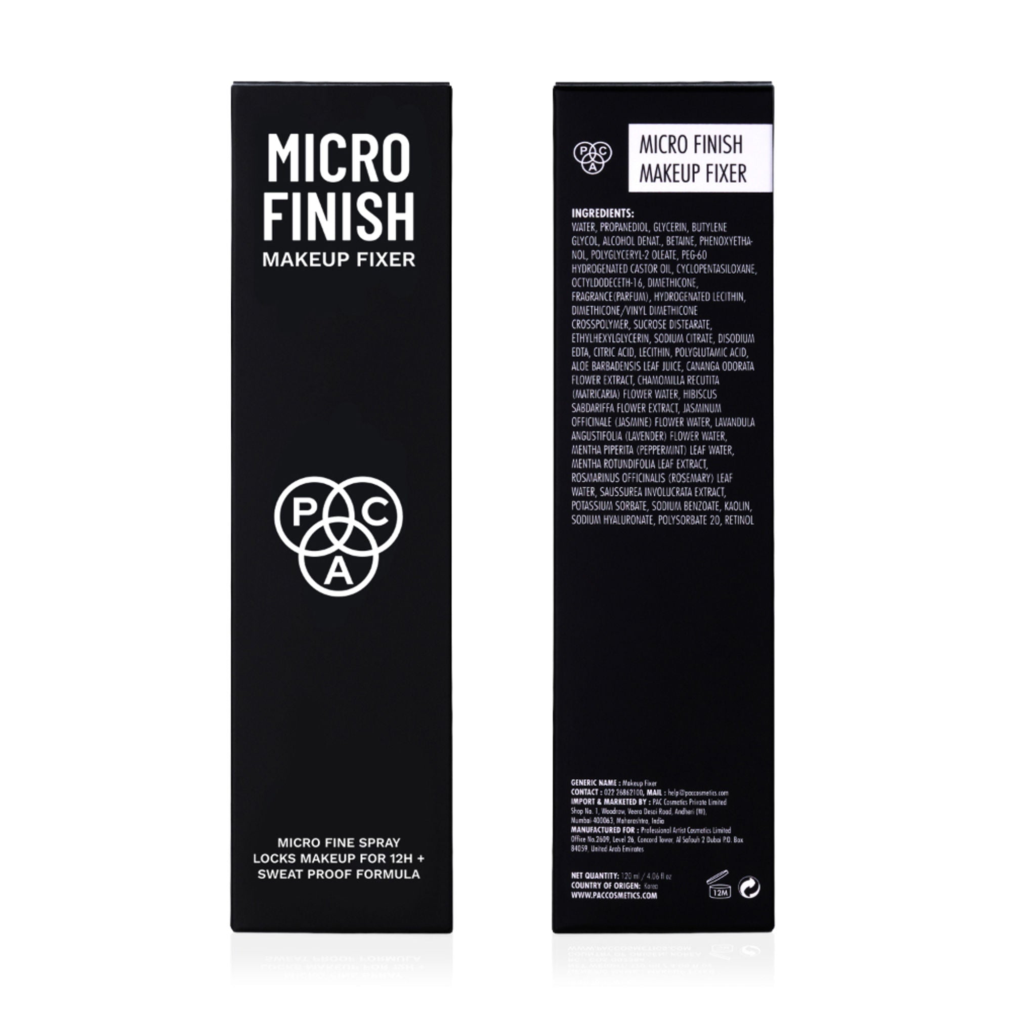 PAC Studio Micro Finish Makeup Fixer Spray - Quick Drying Microfine Mist, Longlasting Sweatproof Formula