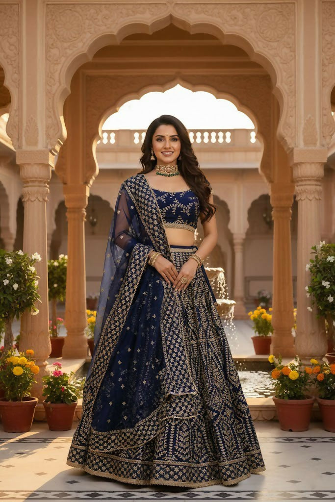 Lehenga Mart Designer Indian Wedding Lehenga Choli-Blue - Distacart