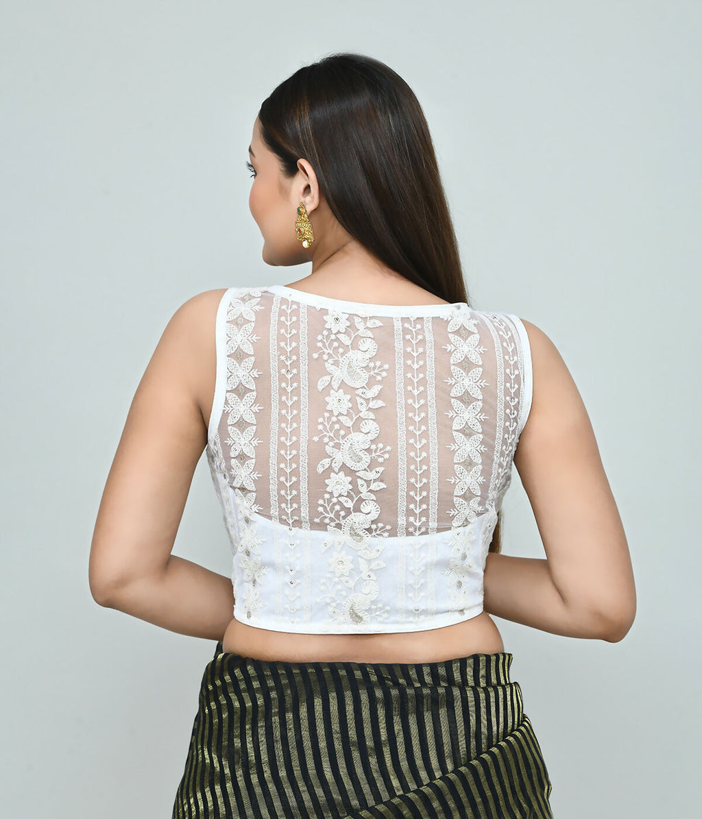 Joban Fashion Women's White Embroidered Stitched Blouse - Distacart
