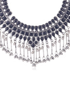 Cardinal Silver-Plated Black Stone Studded Jewellery Set - Distacart