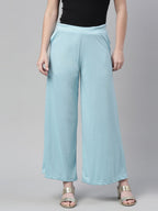 Souchii Blue Knitted Palazzos - Distacart