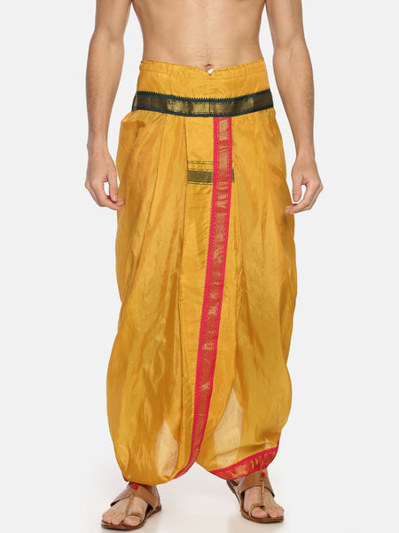 Sethukrishna Mustard Yellow Solid Readymade Dhoti Pant For Men