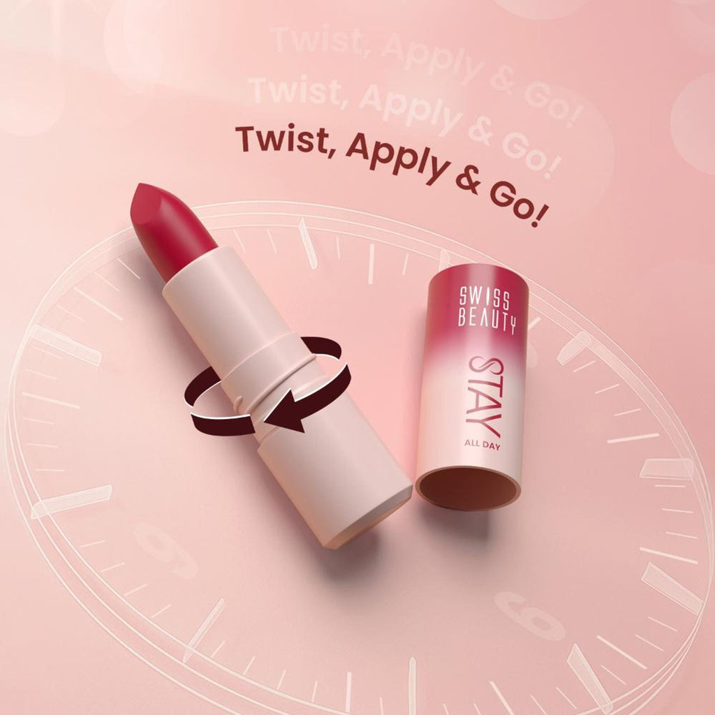 Swiss Beauty Stay All Day Lipstick - 06 Flirty - Distacart