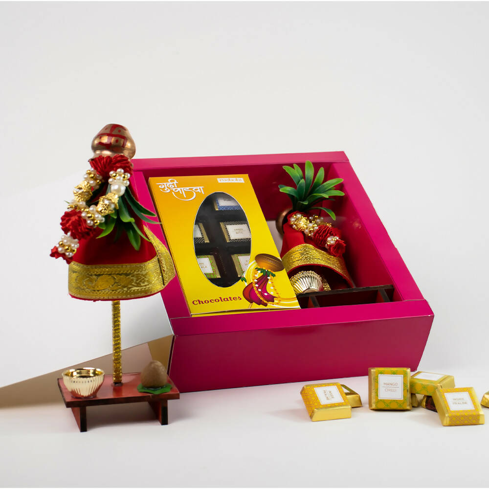 Dibha Ruchoks Gudipadwa Delight Assorted Chocolate Box With Gudi Showpiece For Gudipadwa