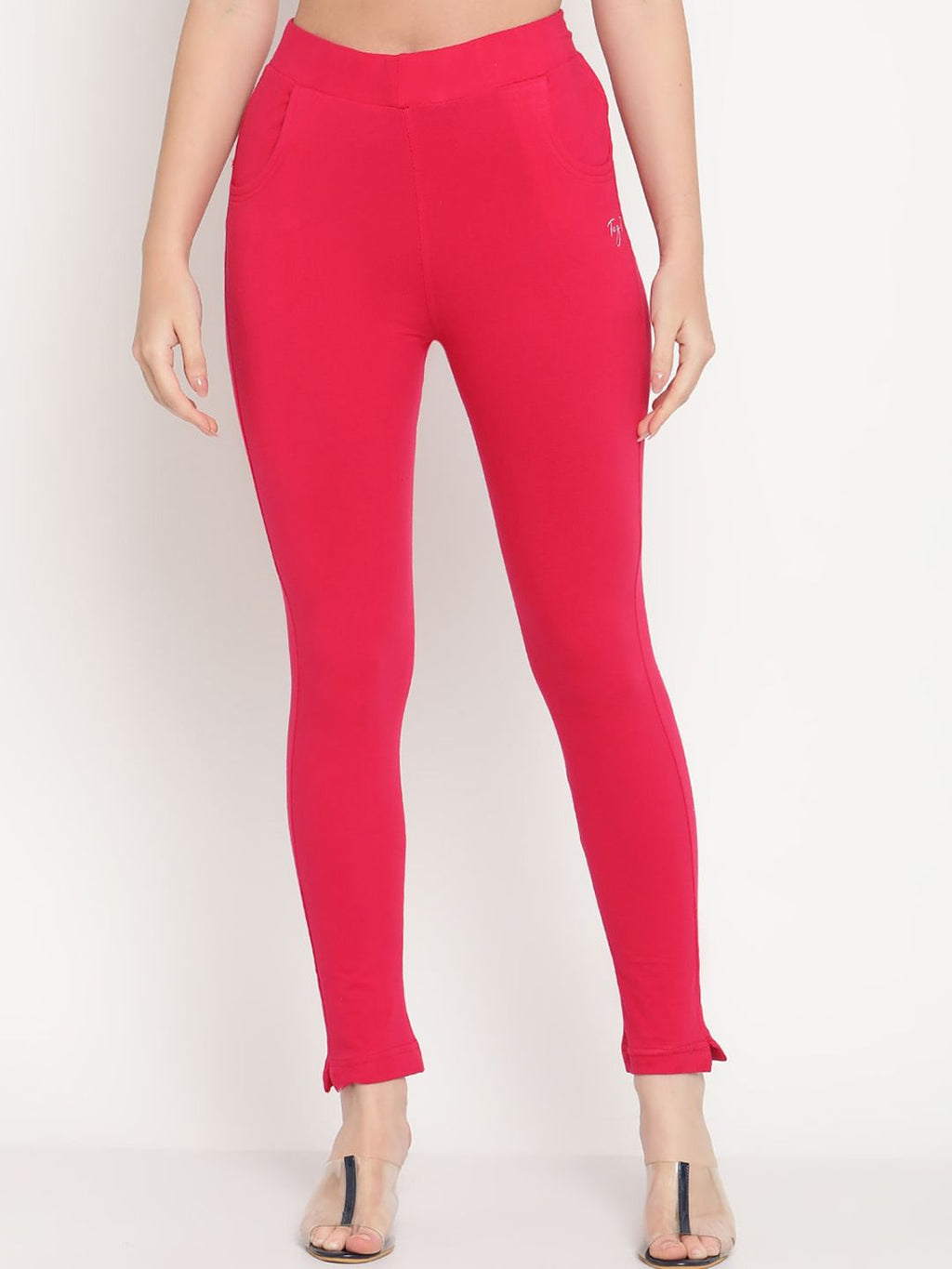 TAG 7 Women Magenta & Blue Pack of 2 Straight Fit Ankle-Length Leggings