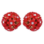 Trendoo Jewelry Gold Plated Stylish Fancy Party Wear Red Studs