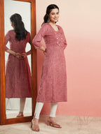 Aks Ethnic Motifs Embroidered Mirror Work Detailed Cotton Straight Kurta