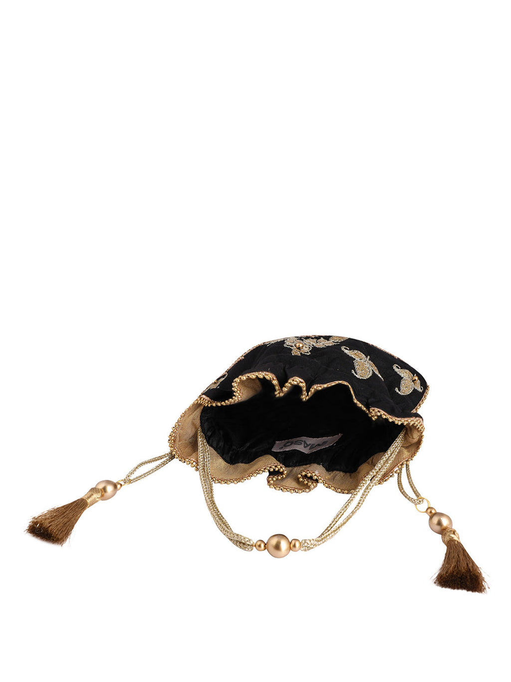 Masq Black & Gold-Toned Embroidered Potli Clutch - Distacart