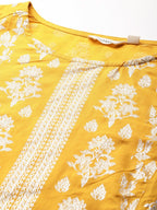 Sztori Plus-Size Gotta Patti Ethnic Motif Print Pure Cotton Kurta with Trousers & Dupatta