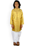 Sethukrishna Boys Gold-Toned Ethnic Motifs Printed Kurta with Pyjamas