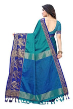 Vamika Banarasi Jacquard Weaving Blue Saree (DHONI BLUE)