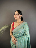 Joban Fashion Sea Green Bandhej Bandhani Vichitra Silk Bandhani Prints Saree - Distacart