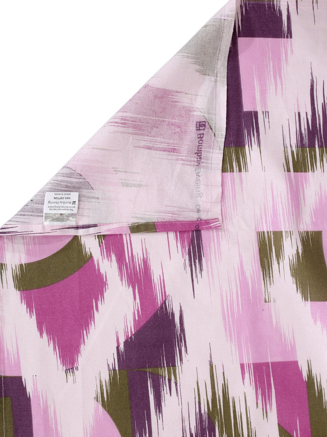 BOMBAY DYEING Marigold Purple Geometric Cotton 104 TC King Bedsheet With 2 Pillow Covers