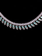 Saraf RS Jewellery Sea Green & Rose Gold-Plated American Diamond Studded Jewellery Set - Distacart