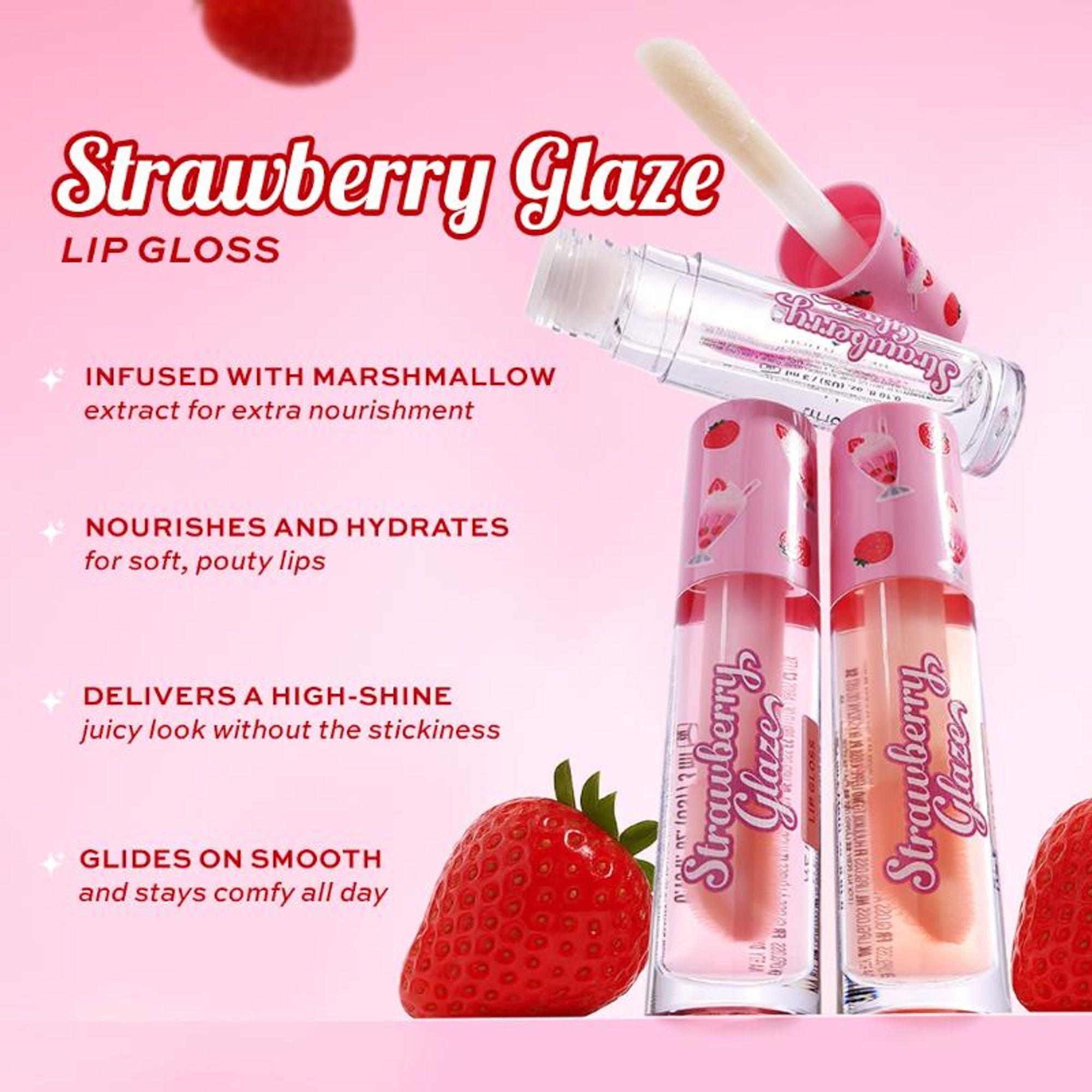 Makeup Revolution Strawberry Glaze Lip Gloss - Udderly Obsessed - Distacart