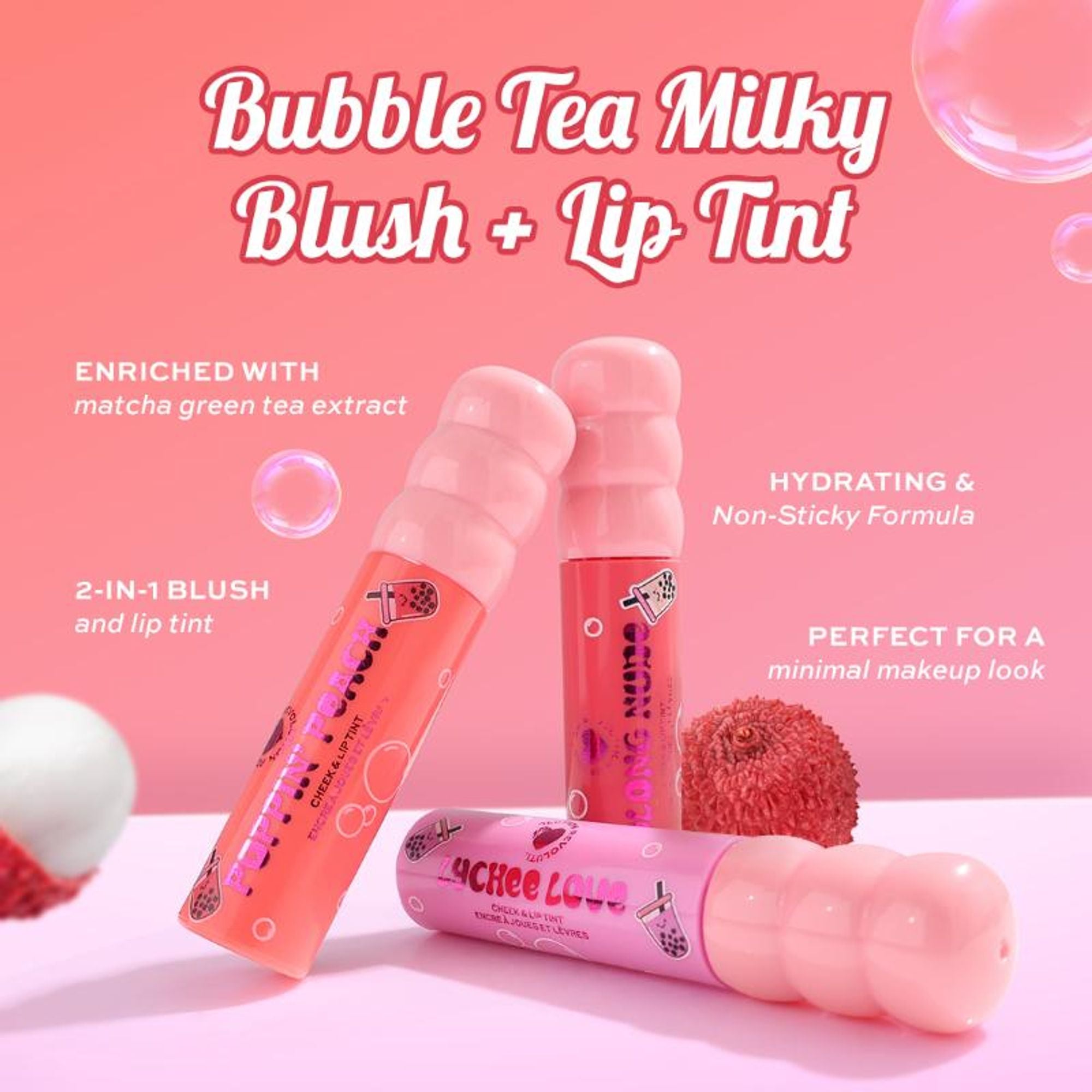 Makeup Revolution Bubble Tea Milky Blush + Lip Tint - Oolong Nude - Distacart