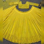 Jyoti Fashion Women's Yellow Faux Georgette 3MM Sequins Embroidered Designer Lehenga Choli Set
