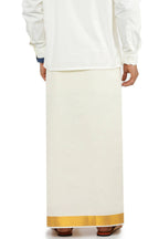Ramraj Cotton Mens Cotton 1 1/2 " Gold Jari Dhoti - Kora