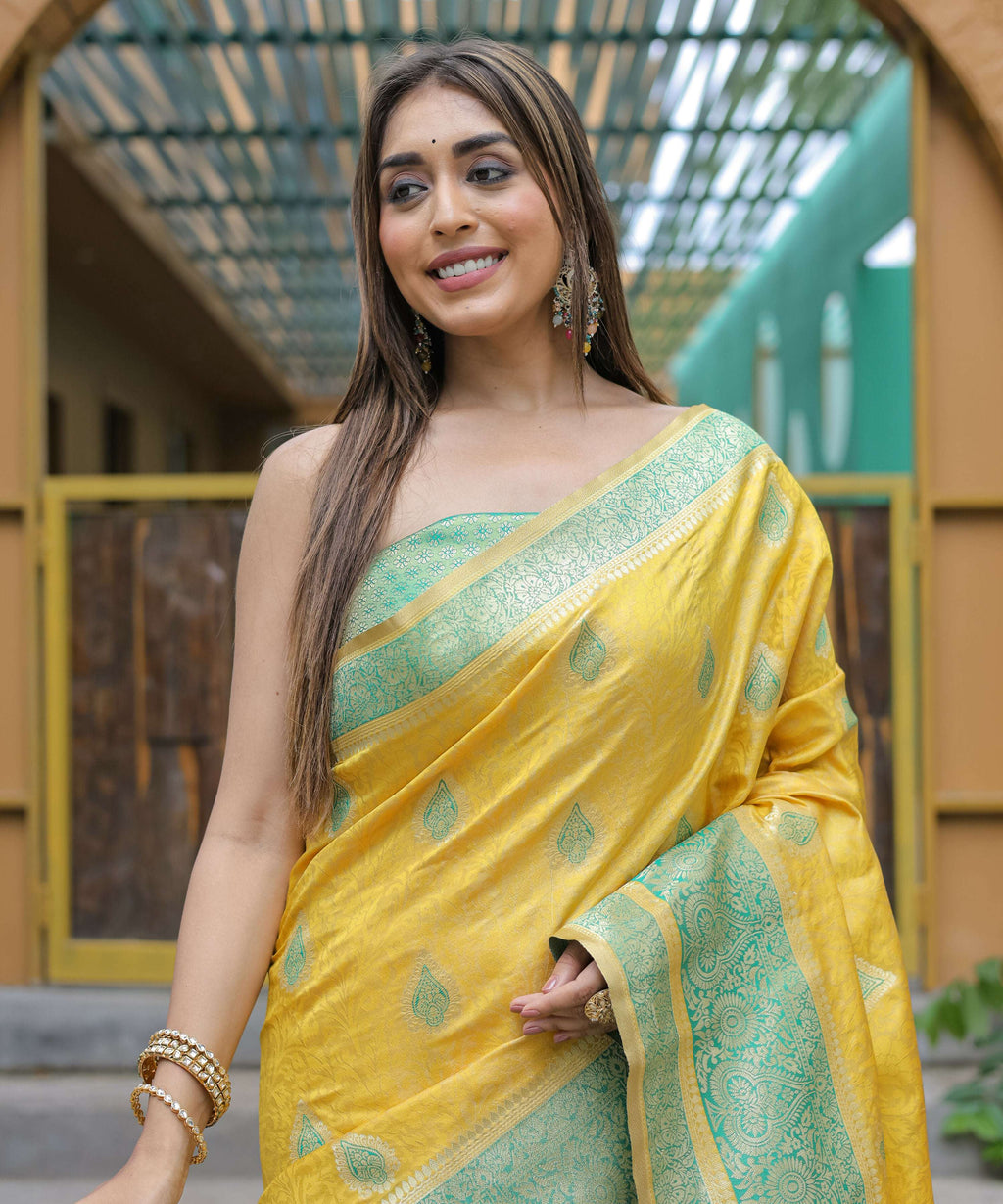 Vamsee Madhavi Yellow Soft Silk Saree