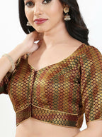Joban Fashion Dark Maroon Brocade Padded Blouse With Sweetheart Neck Elbow Sleeves - Distacart