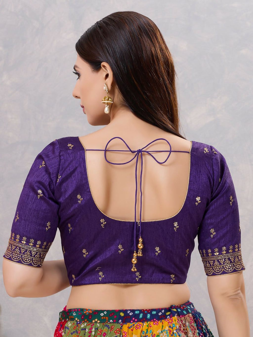 Joban Fashion Women Silk Brinjal Stitched Blouse