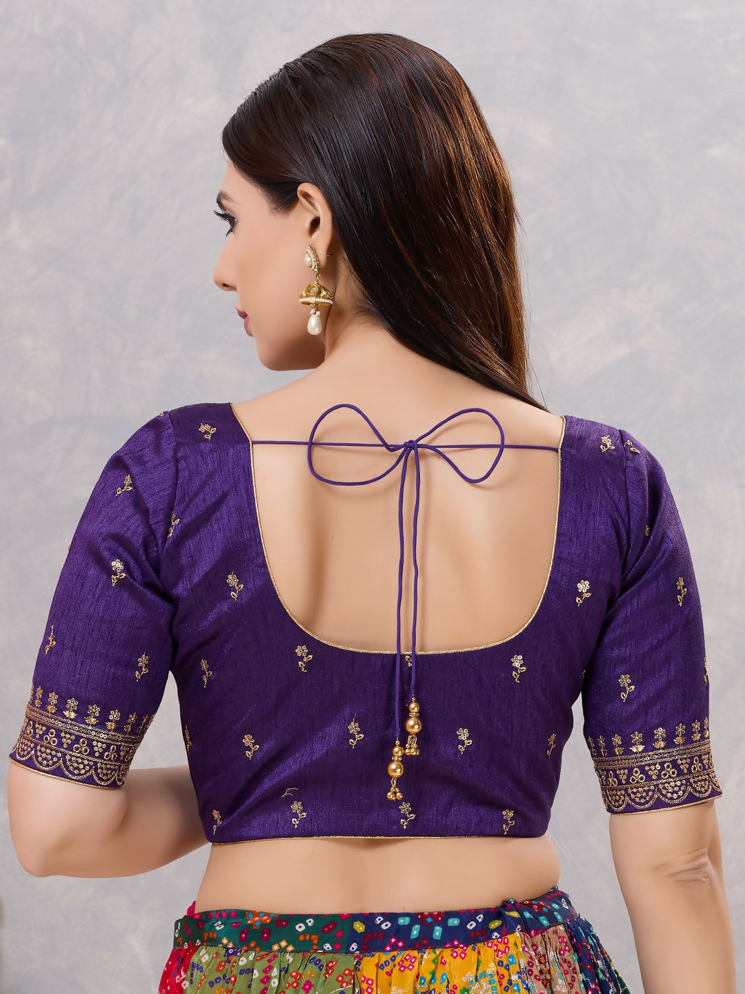 Joban Fashion Women Silk Brinjal Stitched Blouse
