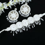 Mominos Fashion Johar Kamal Handicraft Off White/Golden Pearls Necklace with Earrings For Women - Distacart