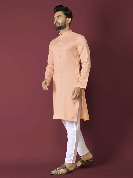 Anaita Orange Solid Soft Jacquard Silk Straight Kurta