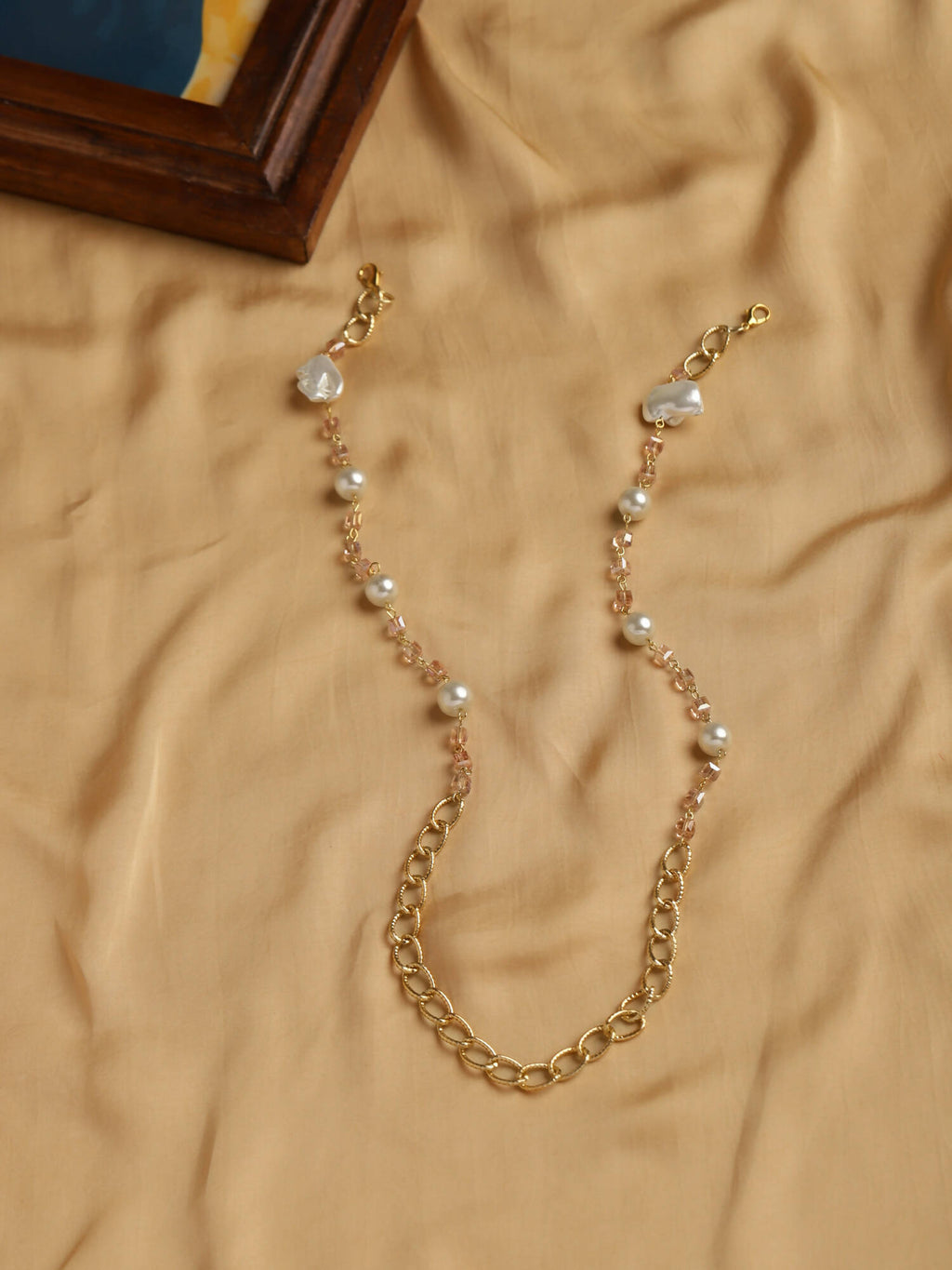 White Golden Embellished Mask Chain - Ruby Raang - Distacart