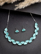 NVR Women's Green Artificial Stones Studded Handcrafted Jewellery Set