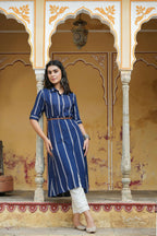 Juniper Women's Navy Rayon Staple Printed A-Line Dress - Distacart