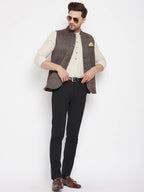 Even Apparels Brown Wool Men Woven Nehru Jacket - Distacart